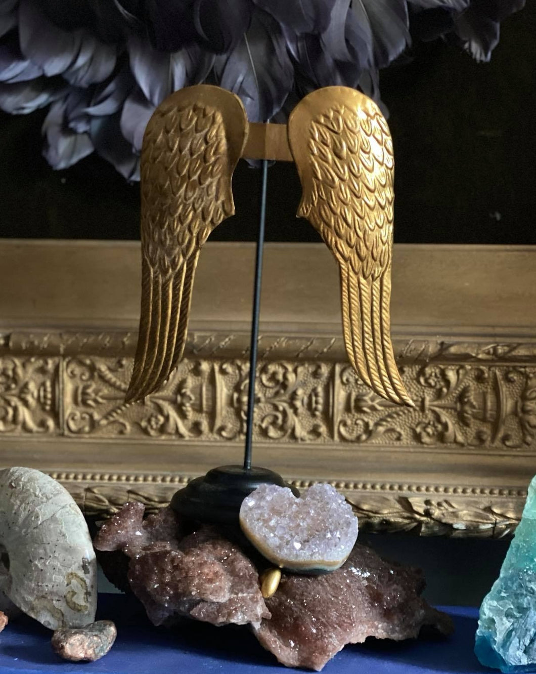 Gold Metal Wings On Stand