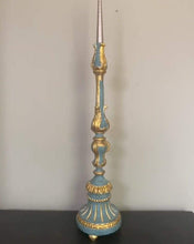 Load image into Gallery viewer, Large Ornate Teal Candlestick
