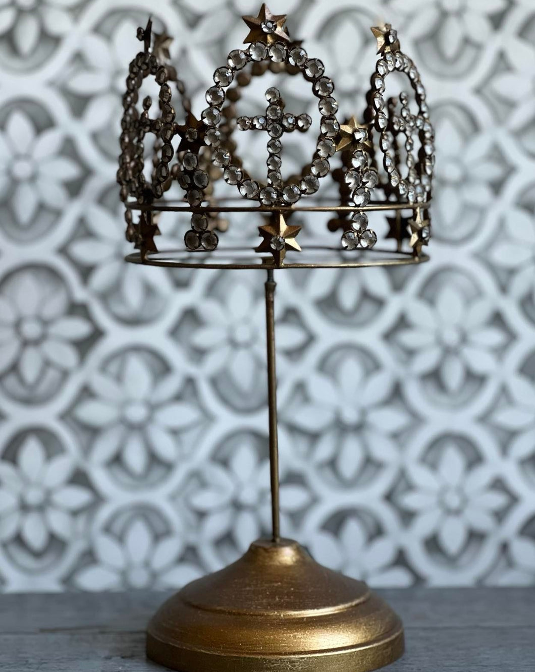 Jewelled Crucifix Crown with Stand