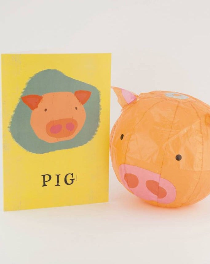 Pig Paper Balloon Greetings Card